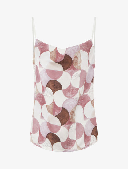 Caraco satiné imprimé rétro - Vieux rose - 1