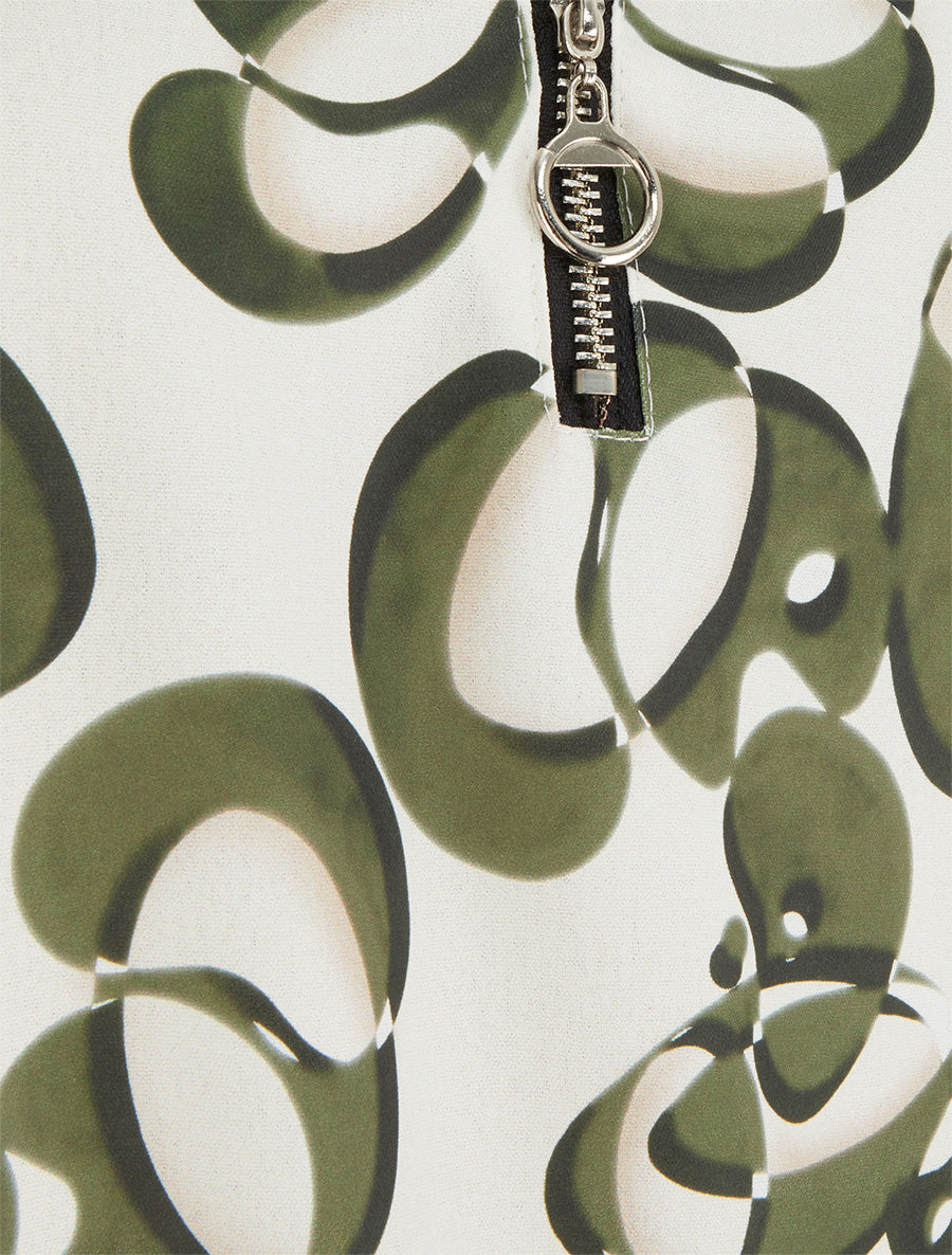 Caraco zippé imprimé graphique - Kaki - 3