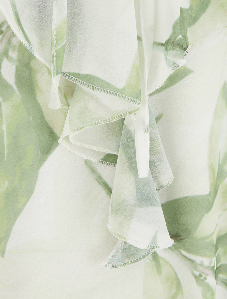 Caraco à col V volanté imprimé floral - Vert - 3