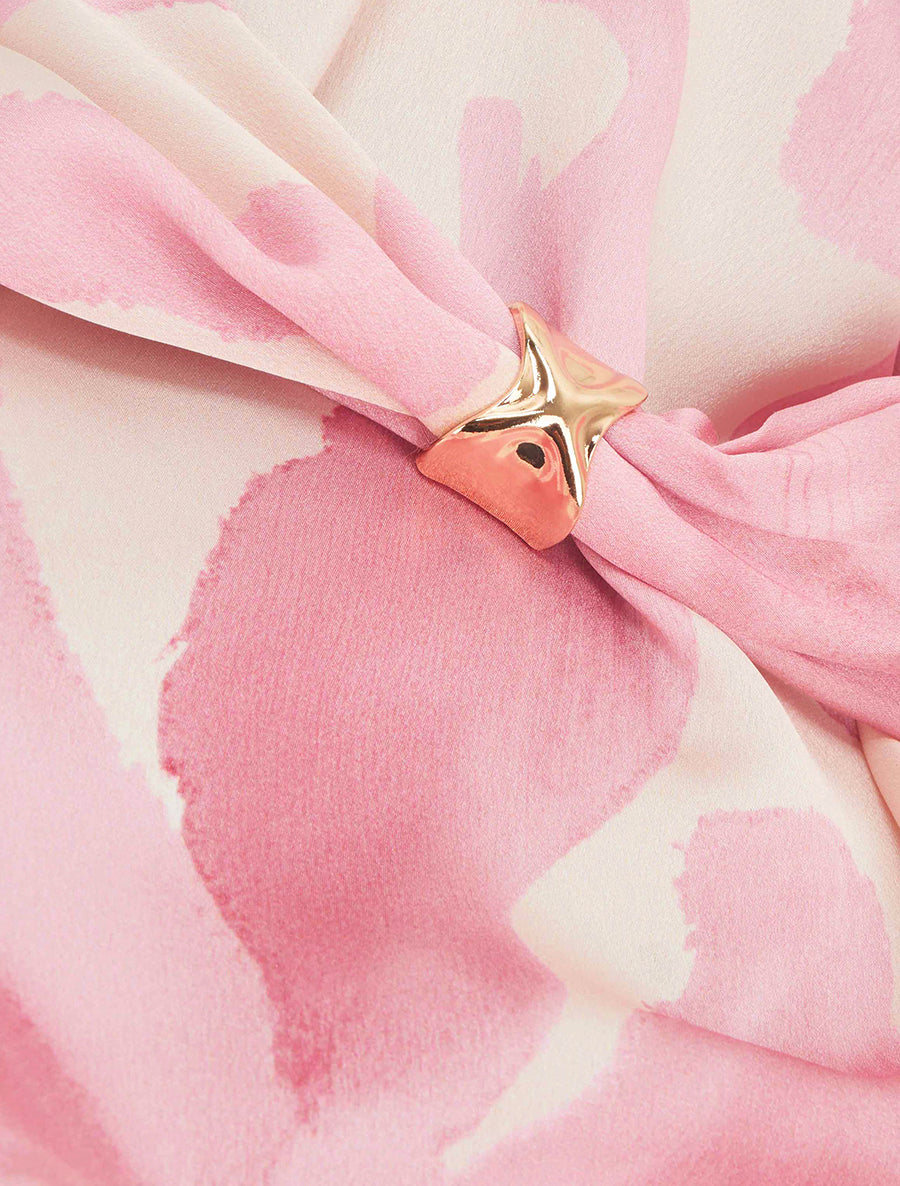 Top satiné imprimé fantaisie à bretelles bijoux - Rose - 3