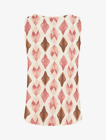 Top imprimé graphique à bretelles perlées - Vieux rose - 2