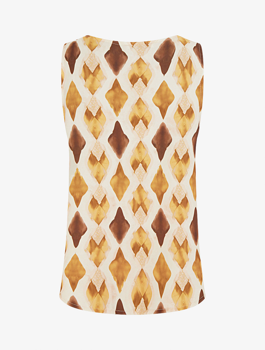 Top imprimé graphique à bretelles perlées - Jaune moutarde - 2