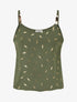 Débardeur à bretelles bijoux et imprimé plume - Kaki - 1