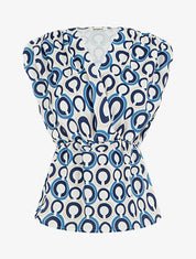 Top cintré sans manches imprimé graphique - Marine - 1