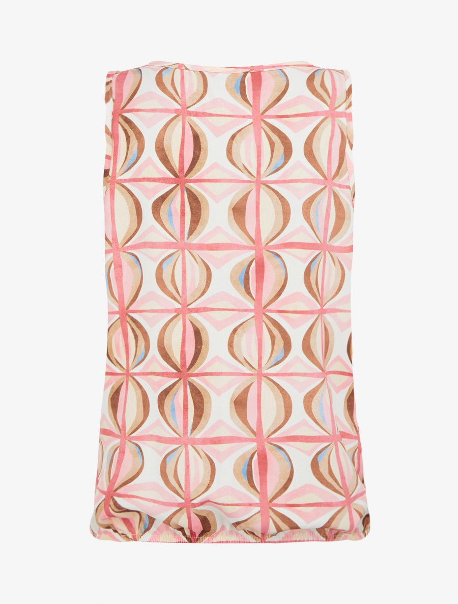 Top boule sans manches imprimé fantaisie - Rose - 2