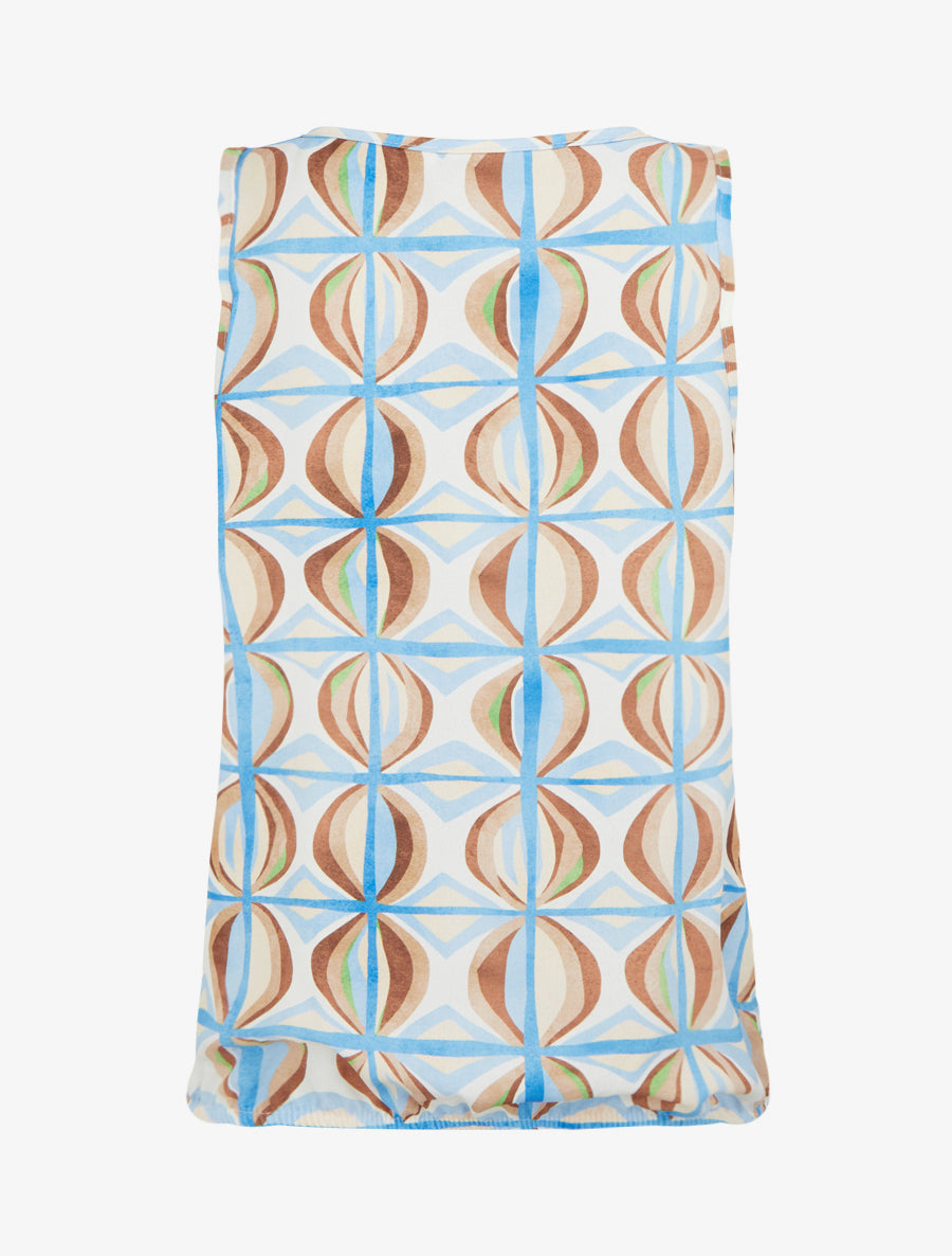 Top boule sans manches imprimé fantaisie - Bleu ciel - 2