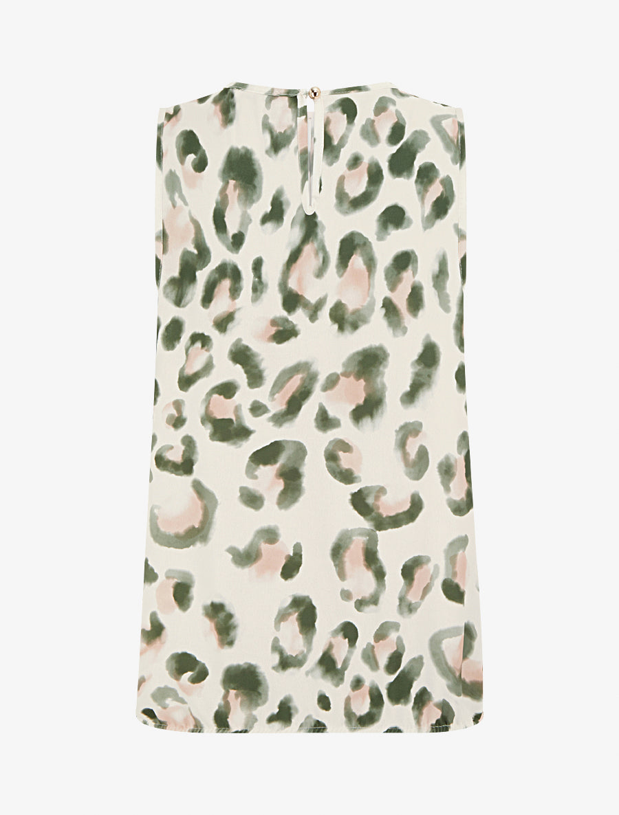 Top boule sans manches à imprimé léopard - Kaki - 2