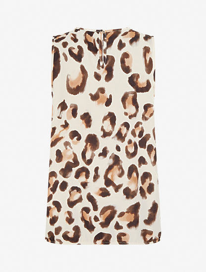 Top boule sans manches à imprimé léopard - Marron - 2