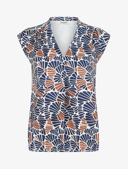 Top boule sans manches à imprimé mosaïque - Marine - 1