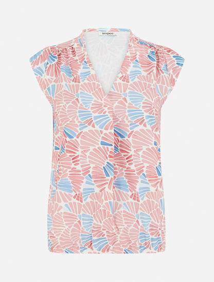 Top boule sans manches à imprimé mosaïque - Rose - 1