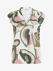 Top boule sans manches à imprimé graphique - Kaki - 1