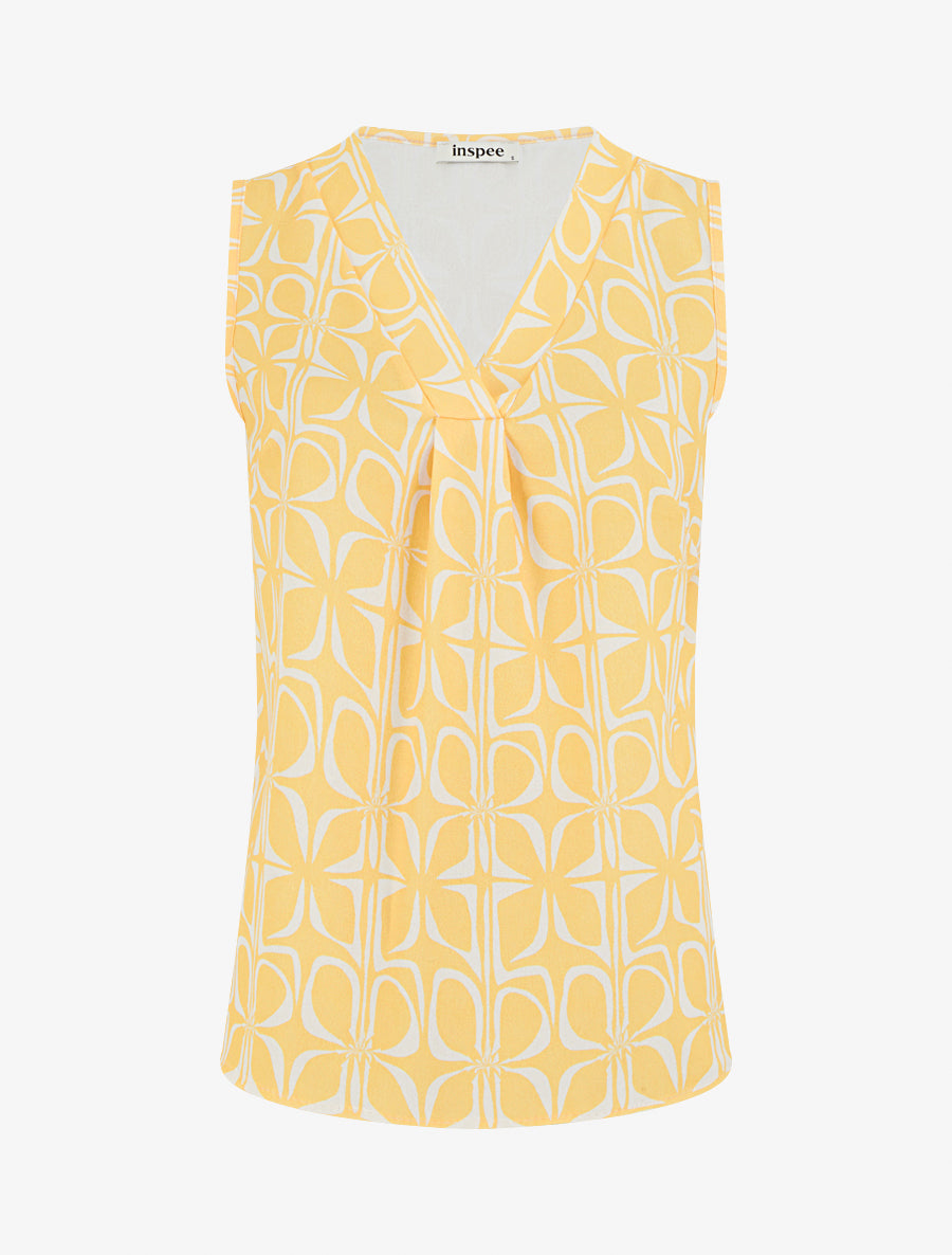 Top droit sans manches imprimé graphique - Jaune - 1