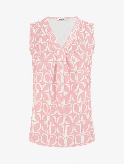 Top droit sans manches imprimé graphique - Rose - 1