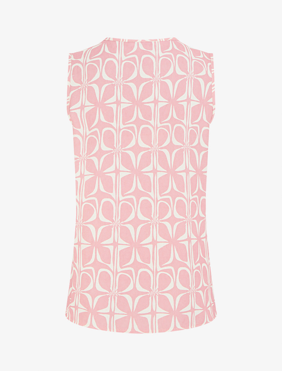 Top droit sans manches imprimé graphique - Rose - 2