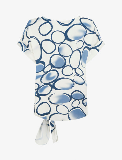 Top ample manches courtes imprimé cercles - Marine - 2