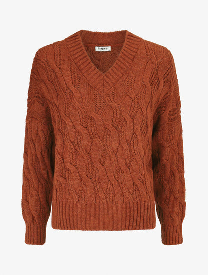 Pull en maille torsadée - Rouille - 4