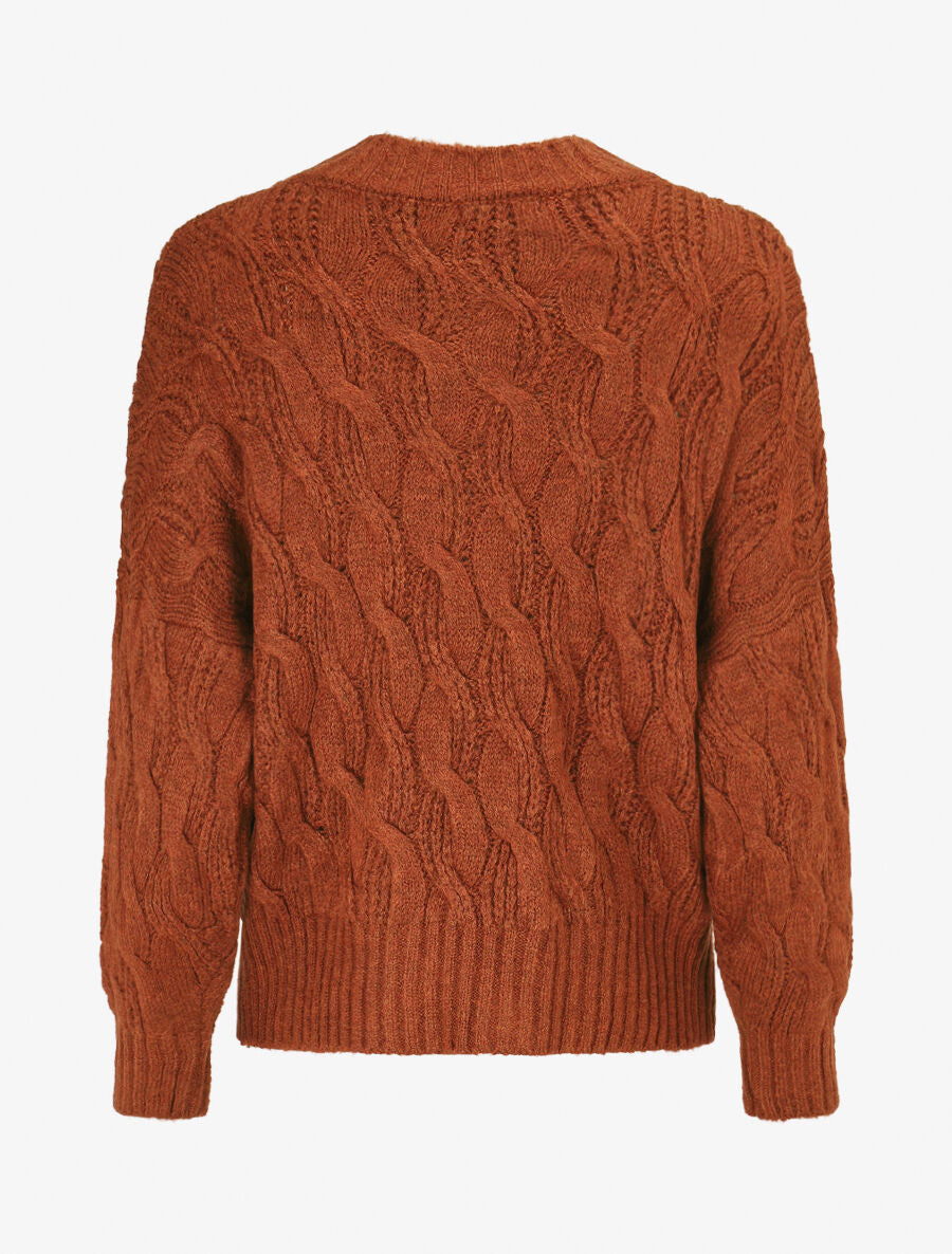 Pull en maille torsadée - Rouille - 2