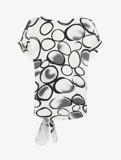 Top ample manches courtes imprimé cercles - Noir - 2