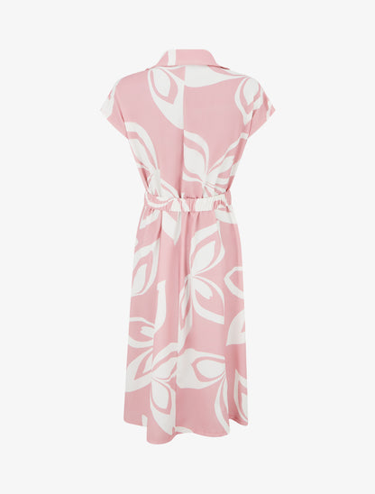 Robe droite ceinturée - Rose - 2