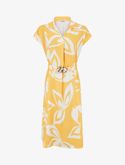 Robe droite ceinturée - Jaune - 1