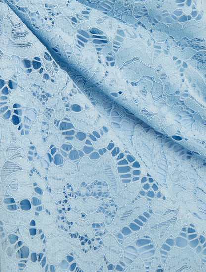 Top en dentelle à manches courtes - Bleu ciel - 3