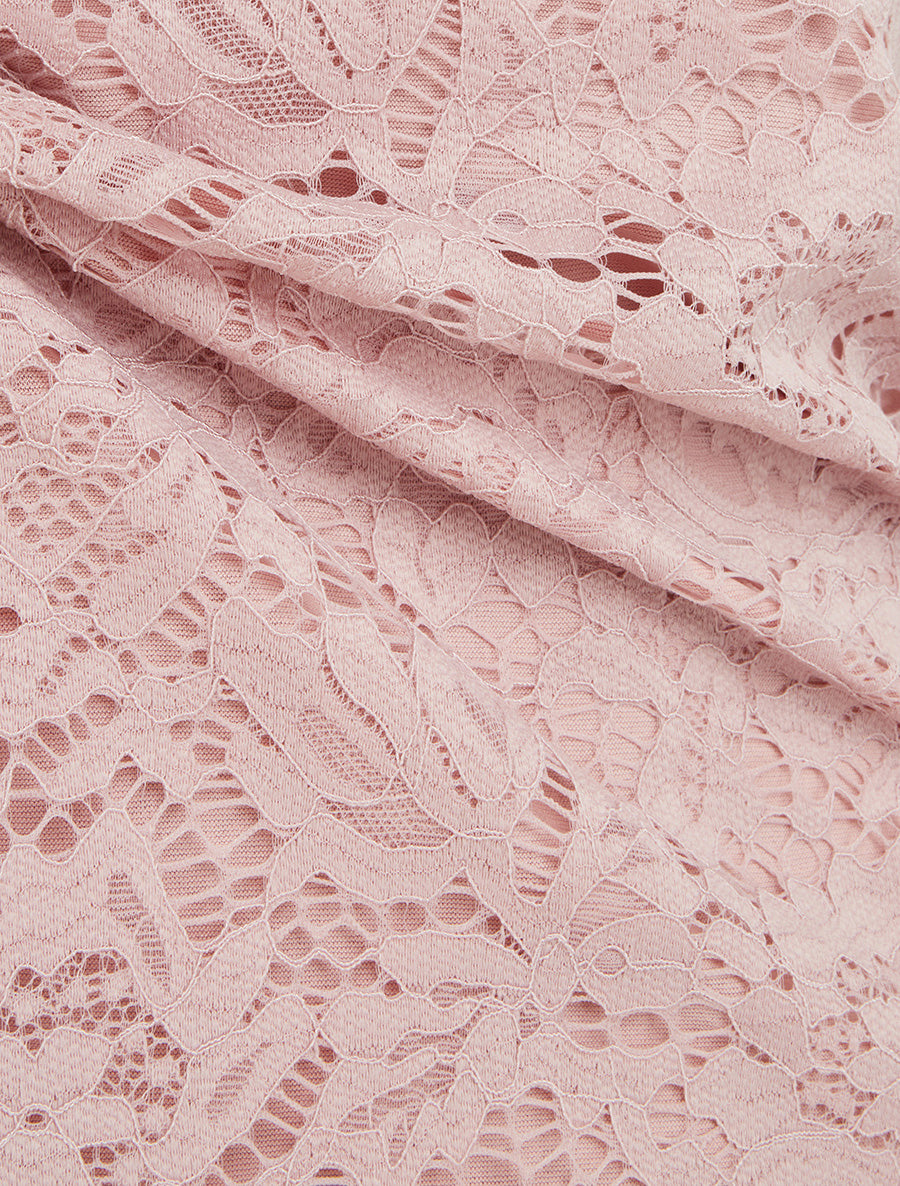 Top en dentelle à manches courtes - Rose - 3