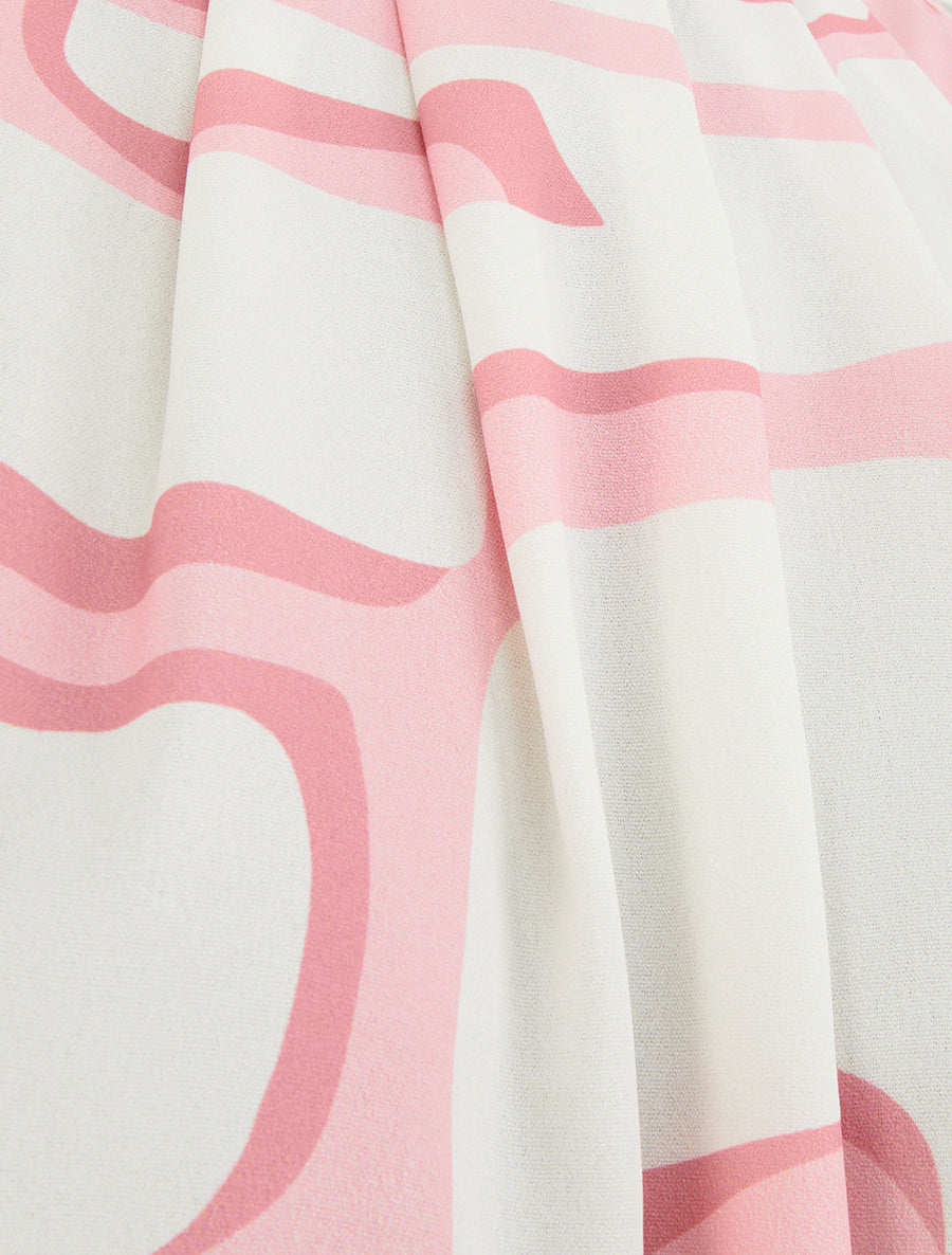 Top boule à col américain imprimé abstrait - Rose - 3