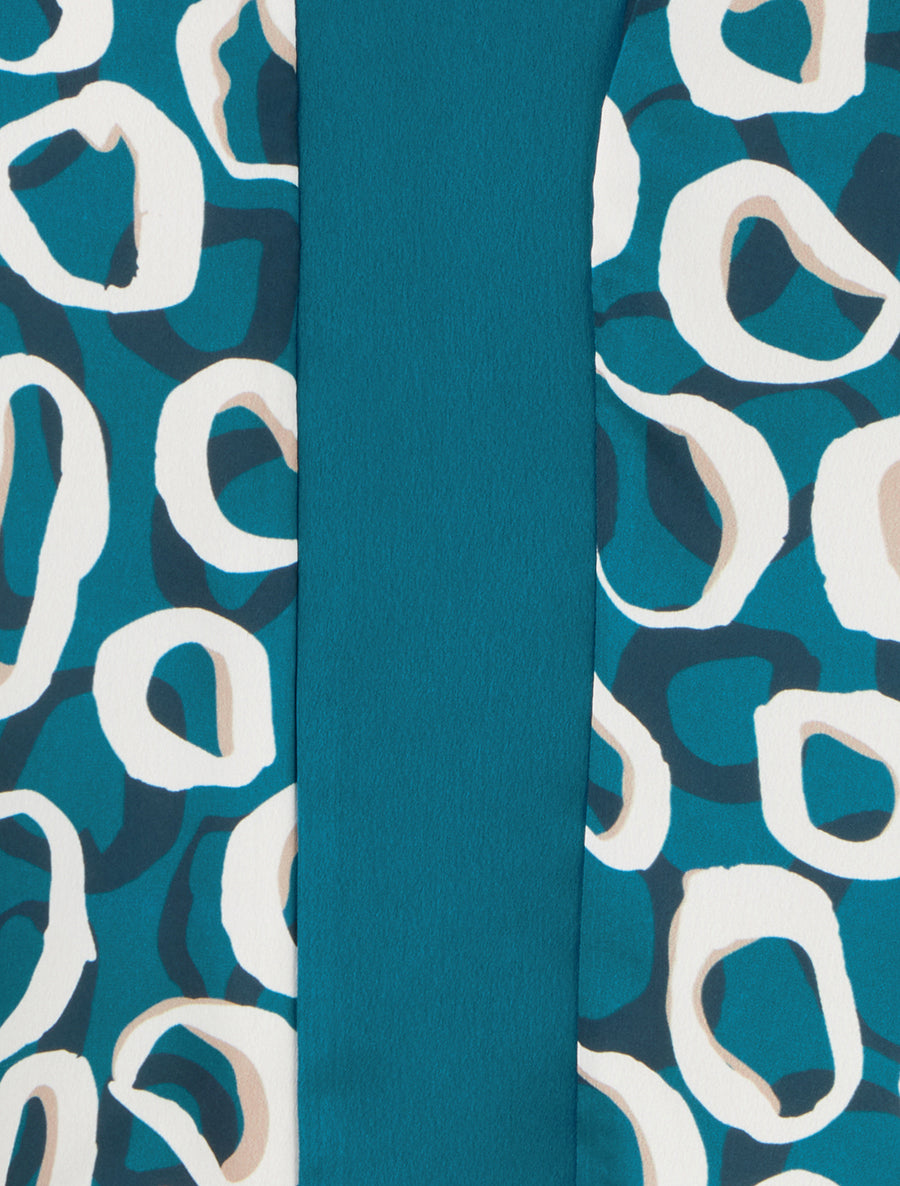 Caraco satiné imprimé graphique - Bleu canard - 3