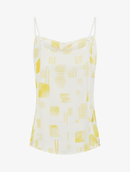 Caraco effet satiné à imprimé stylisé - Jaune - 2