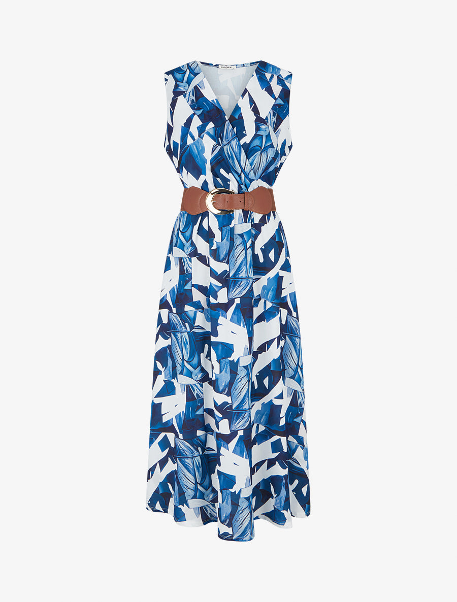 Robe sans manches imprimé fantaisie - Marine - 1