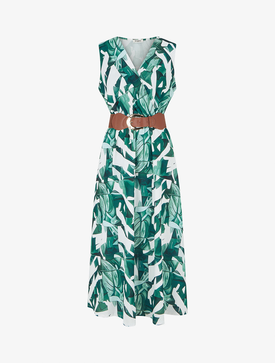 Robe sans manches imprimé fantaisie - Vert - 1