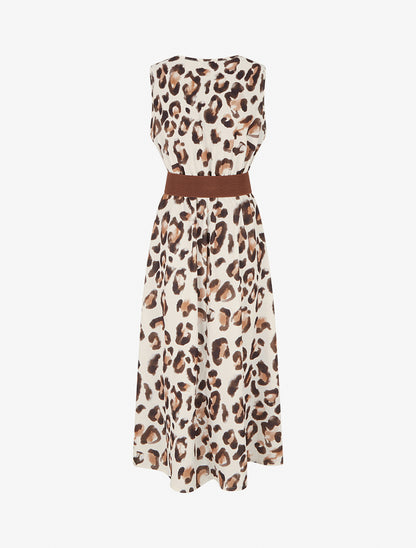 Robe sans manches imprimé léopard - Marron - 2