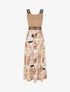 Robe imprimé peinture abstraite à bretelles stylisées - Camel - 1