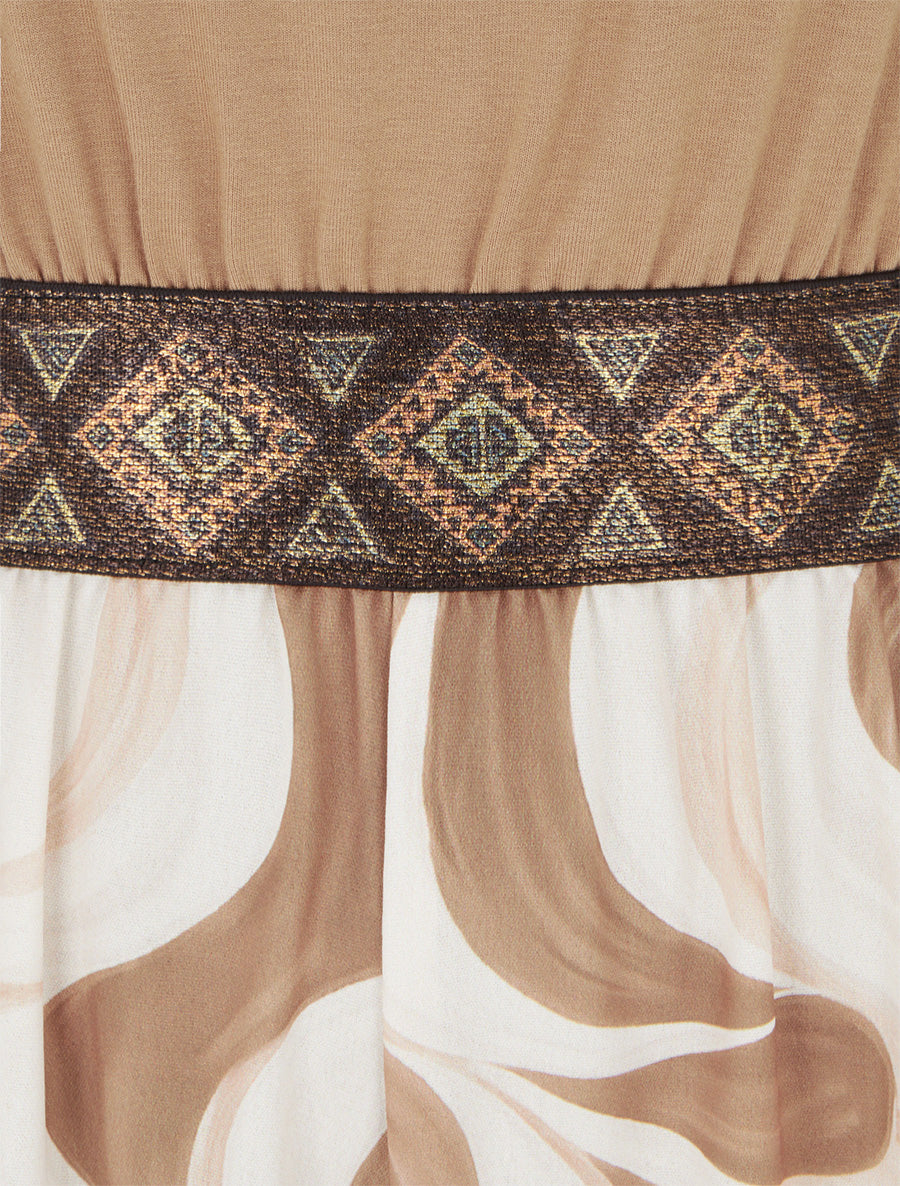 Combinaison imprimé abstrait à bretelles irisées - Camel - 3