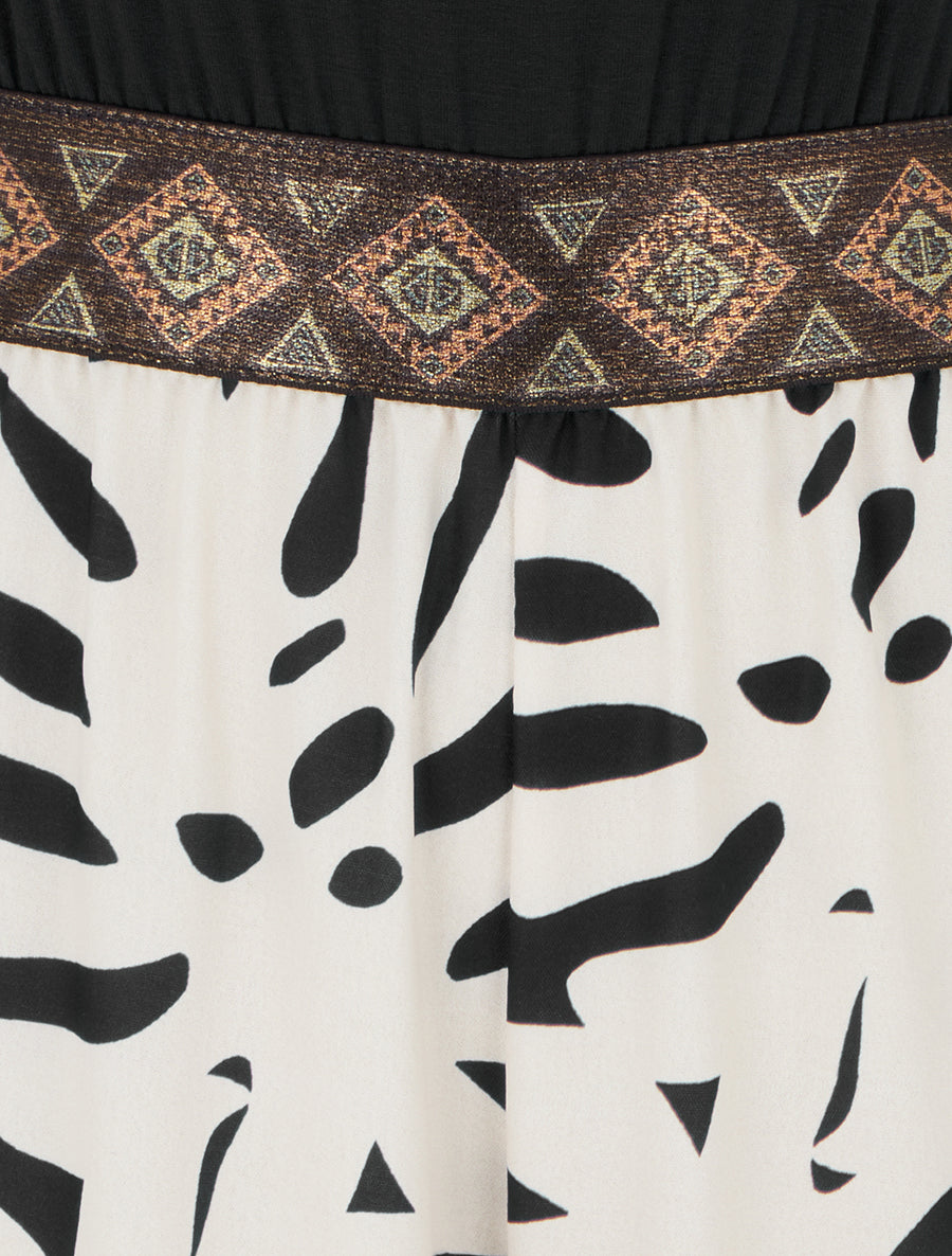 Combinaison imprimé feuilles à bretelles irisées - Noir - 3