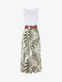 Robe longue sans manches imprimé feuilles - Kaki - 1