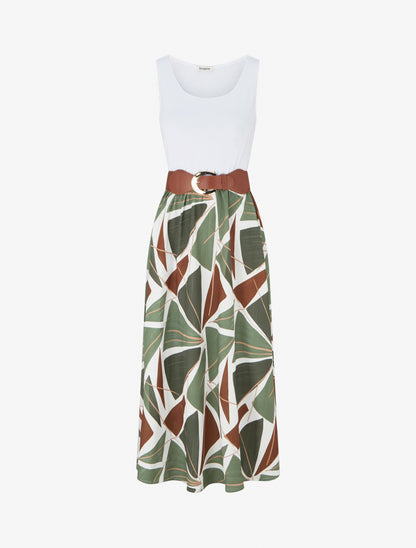 Robe longue sans manches imprimé graphique - Kaki - 1