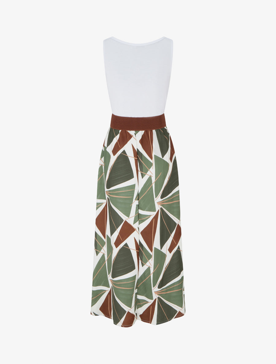 Robe longue sans manches imprimé graphique - Kaki - 2