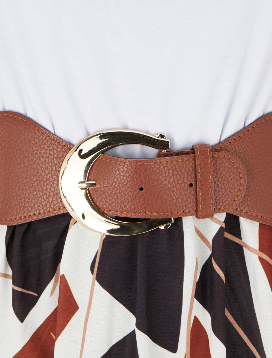 Robe longue sans manches imprimé graphique - Noir - 3