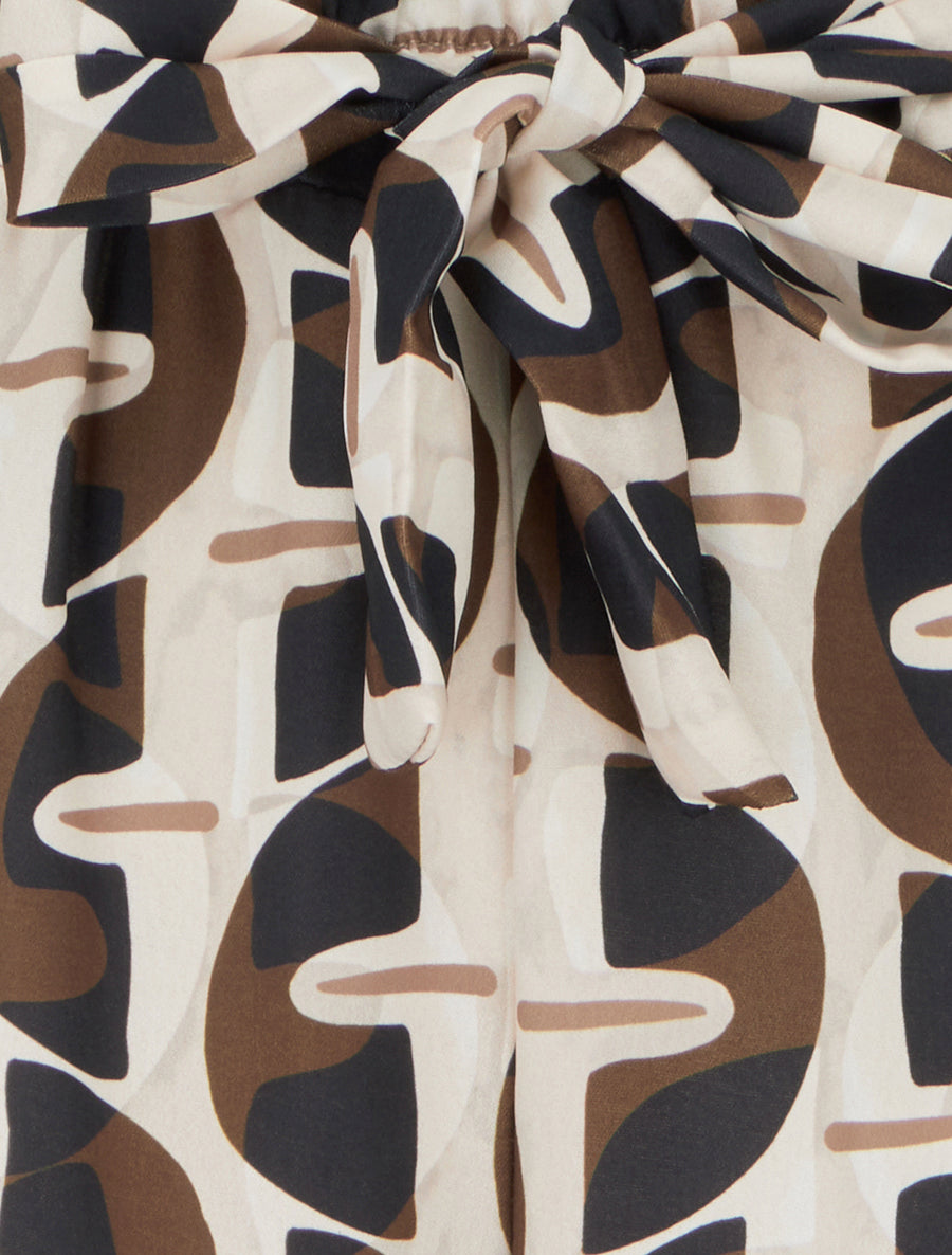 Pantalon élastiqué à imprimé graphique - Noir - 3