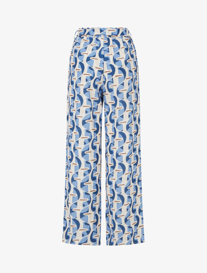 Pantalon élastiqué à imprimé graphique - Bleu ciel - 2