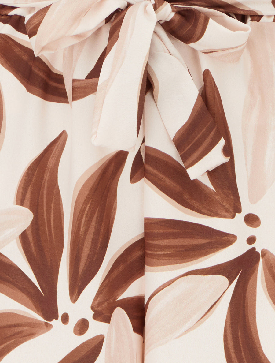 Pantalon élastiqué à imprimé floral - Beige - 3