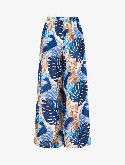 Pantalon ample imprimé tropical - Marine - 2
