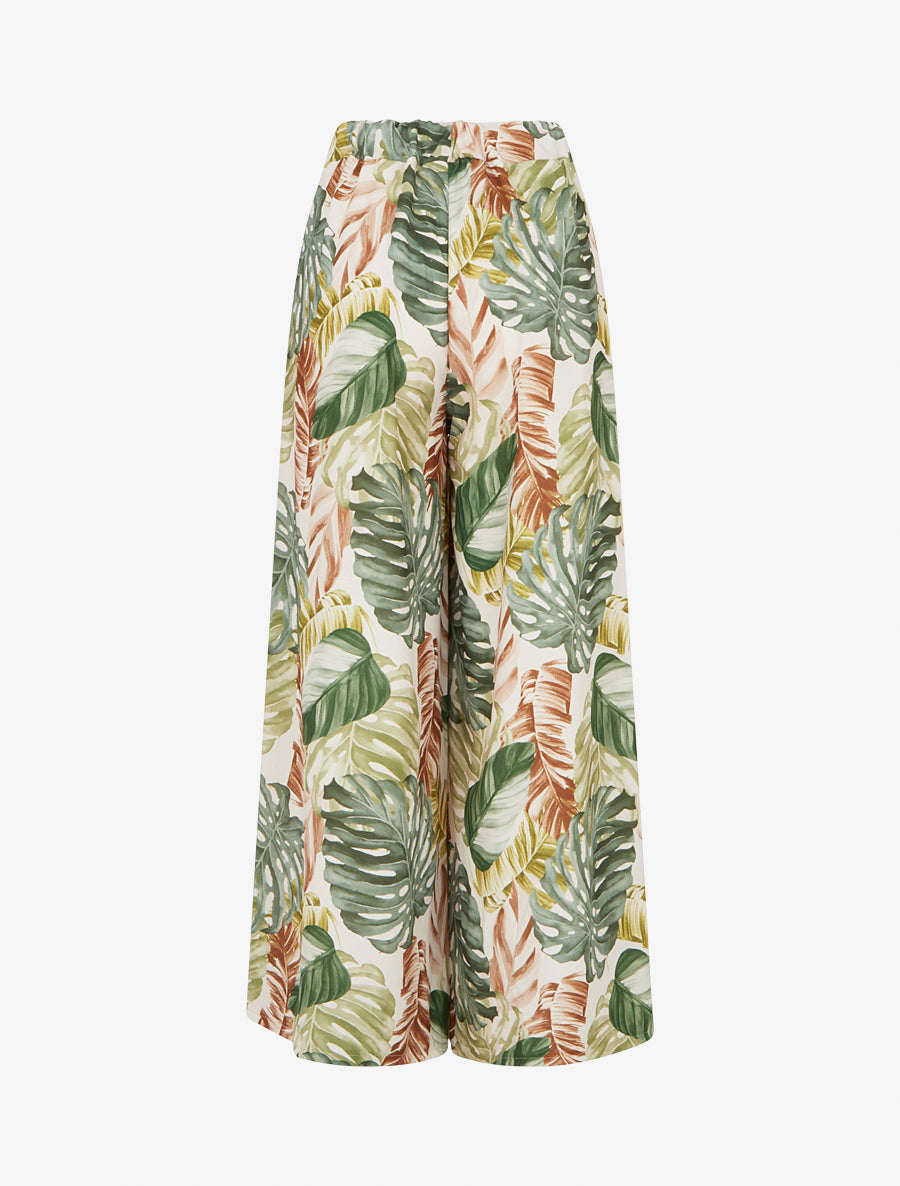 Pantalon ample imprimé tropical - Kaki - 2