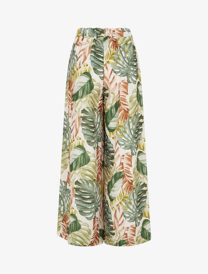 Pantalon ample imprimé tropical - Kaki - 2