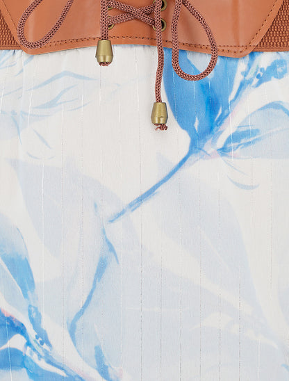 Jupe longue imprimé floral - Bleu ciel - 3