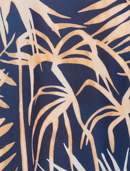 Jupe longue imprimé feuillage - Marine - 3