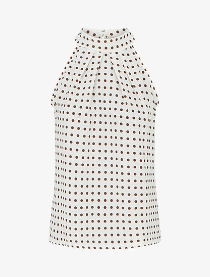 Top sans manches imprimé à pois - Beige - 1