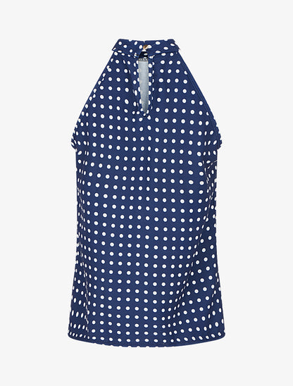 Top sans manches imprimé à pois - Marine - 2
