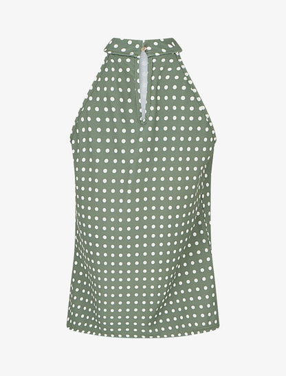 Top sans manches imprimé à pois - Kaki - 2